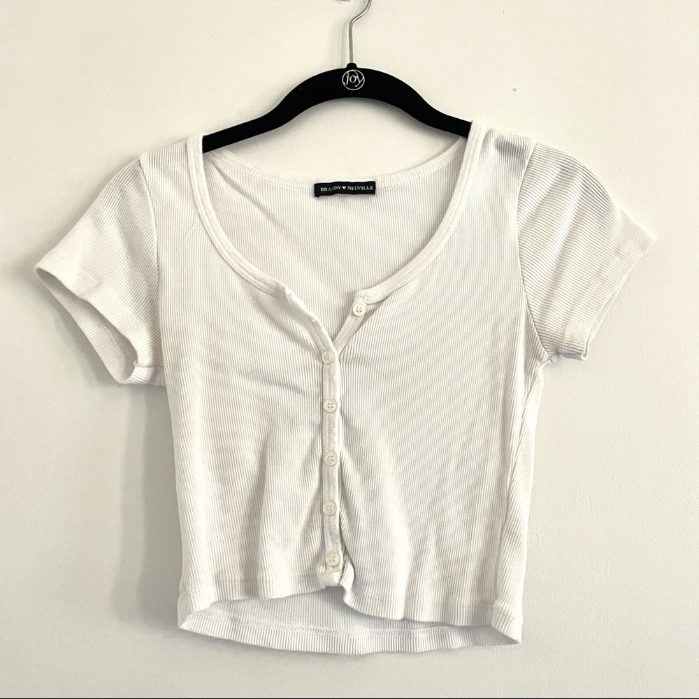 brandy melville cropped white tee